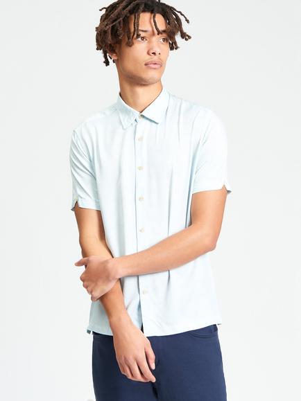 Ben Sherman Linear Print Short Sleeve Shirt, Powder Blue, Powder Blue