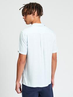 Ben Sherman Linear Print Short Sleeve Shirt, Powder Blue - view 2, Powder Blue