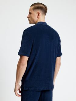 Ben Sherman Short Sleeve Button Through Towelling Cotton Polo Shirt, Dark Navy - view 2, Dark Navy