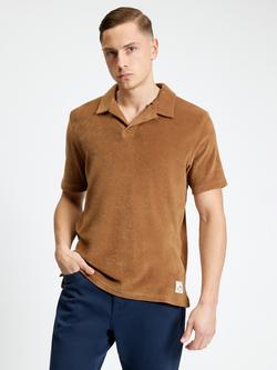 Ben Sherman Short Sleeve Towelling Cotton Polo Shirt, Light Brown, Light Brown