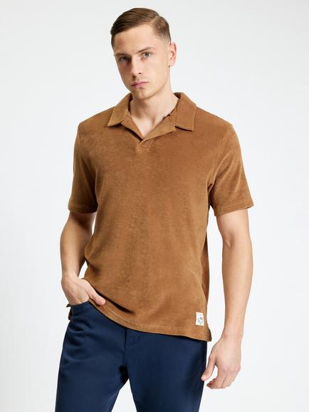Ben Sherman Short Sleeve Towelling Cotton Polo Shirt, Light Brown, Light Brown