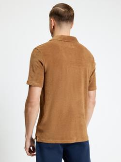 Ben Sherman Short Sleeve Towelling Cotton Polo Shirt, Light Brown - view 2, Light Brown