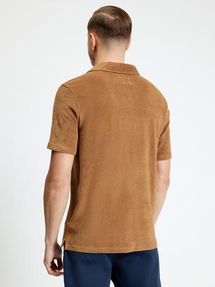 Ben Sherman Short Sleeve Towelling Cotton Polo Shirt, Light Brown - view 2, Light Brown