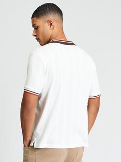 Ben Sherman Cotton Trim Block Open Neck Polo Top, Snow White - view 2, Snow White