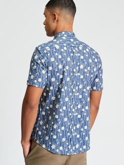 Ben Sherman Cotton Floral Bamboo Print Short Sleeve Shirt, Indigo - view 2, Indigo