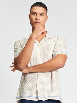 Ben Sherman Geo Border Short Sleeve Shirt, Sand, Sand