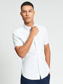 Ben Sherman Short Sleeve Striped Oxford Cotton Shirt, Light Blue, Light Blue