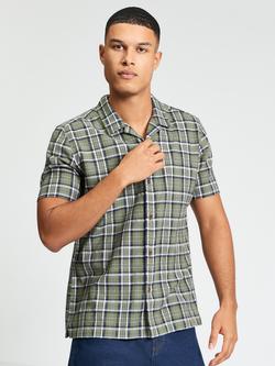 Ben Sherman Textured Check Short Sleeve Shirt, Olive/Multi, Olive/Multi