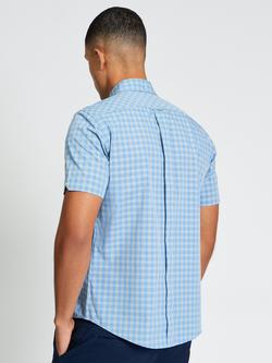Ben Sherman Cotton Linear Gingham Regular Fit Shirt, Lake Blue - view 2, Lake Blue