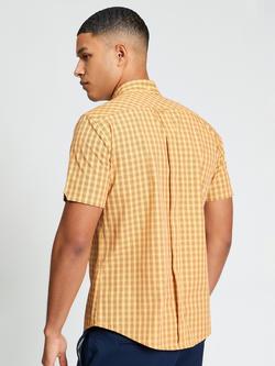 Ben Sherman Cotton Linear Gingham Short Sleeve Shirt, Zest - view 2, Zest