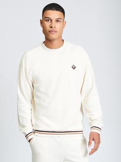 Ben Sherman Cotton Textured Crew Neck Jumper, Oyster White, Oyster White
