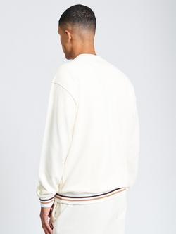 Ben Sherman Cotton Textured Crew Neck Jumper, Oyster White - view 2, Oyster White