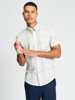 Ben Sherman Block Check Short Sleeve Cotton Shirt, Ivory, Ivory