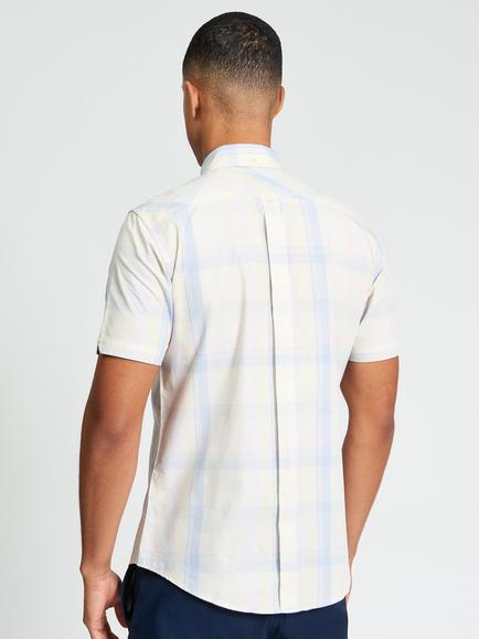 Ben Sherman Block Check Short Sleeve Cotton Shirt, Ivory - view 2, Ivory