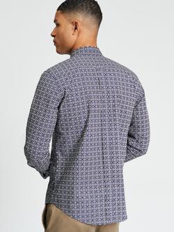 Ben Sherman Cotton Geo Print Long Sleeve Shirt, Multi - view 2, Multi