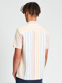 Ben Sherman Cotton Oxford Stripe Short Sleeve Shirt, Ivory/Multi - view 2, Ivory/Multi