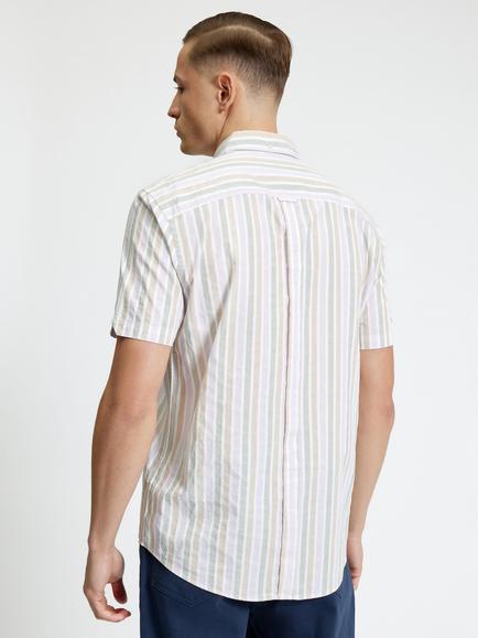 Ben Sherman Candy Stripe Short Sleeve Cotton Shirt, Snow White - view 2, Snow White