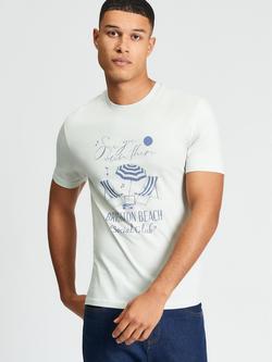 Ben Sherman Cotton Brighton Beach Social Club T-Shirt, Blue Grey, Blue Grey