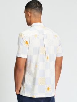Ben Sherman Festival Chequerboard Short Sleeve Cotton Shirt, Light Blue - view 2, Light Blue