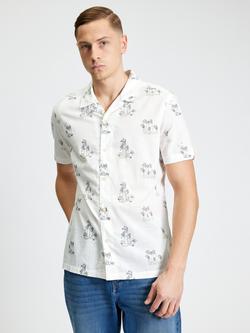 Ben Sherman Cotton Festival Print Short Sleeve Shirt, Snow White, Snow White