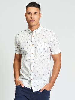 Ben Sherman Cotton Festival Print Short Sleeve Shirt, Snow White, Snow White