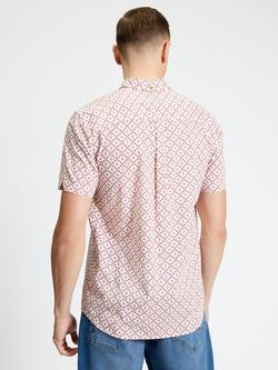 Ben Sherman Cotton Geometric Print Short Sleeve Shirt, Rose - view 2, Rose