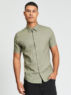 Ben Sherman Linear Geometric Regular Fit Shirt, Loden, Loden