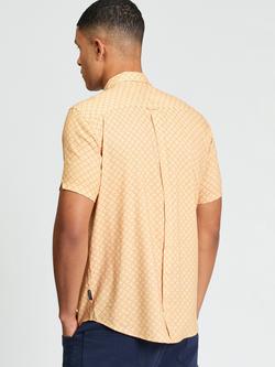 Ben Sherman Linear Geo Short Sleeve Cotton Blend Shirt, New Gold - view 2, New Gold