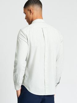 Ben Sherman Cotton Oxford Stripe Long Sleeve Shirt, Sage/White - view 2, Sage/White