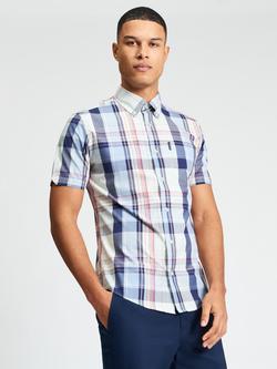 Ben Sherman Cotton Oversized Check Regular Fit Shirt, Blue Grey, Blue Grey