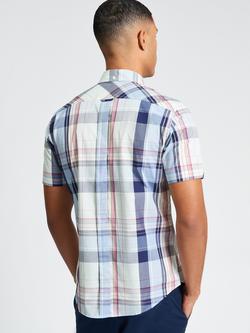 Ben Sherman Cotton Oversized Check Regular Fit Shirt, Blue Grey - view 2, Blue Grey