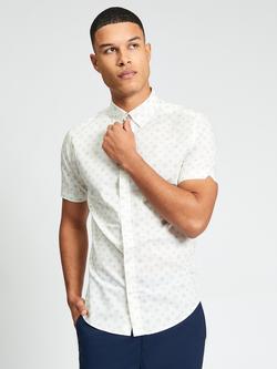 Ben Sherman Scattered Geometric Print Short Sleeve Cotton Shirt, Sage, Sage