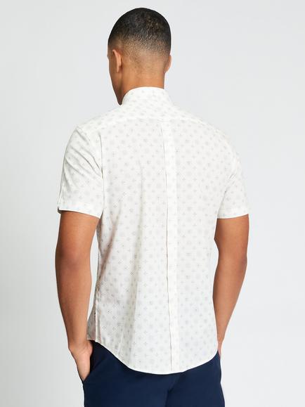 Ben Sherman Scattered Geometric Print Short Sleeve Cotton Shirt, Sage - view 2, Sage