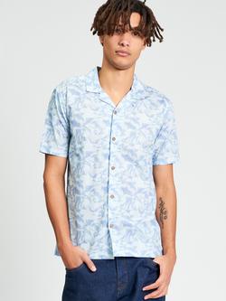 Ben Sherman Seagull Geo Print Short Sleeve Cotton Shirt, Powder Blue, Powder Blue