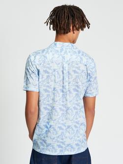 Ben Sherman Seagull Geo Print Short Sleeve Cotton Shirt, Powder Blue - view 2, Powder Blue