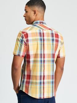 Ben Sherman Short Sleeve Oversized Check Cotton Shirt, Zest - view 2, Zest