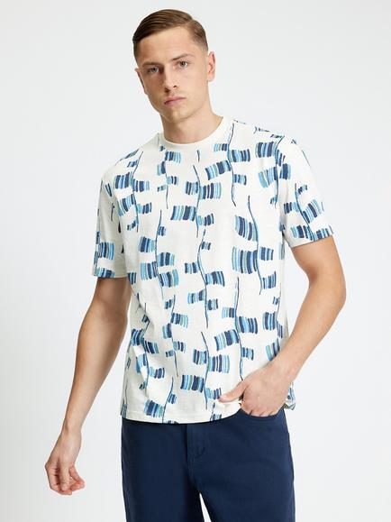 Ben Sherman Abstract Flag Crew Neck Cotton T-Shirt, Snow White, Snow White