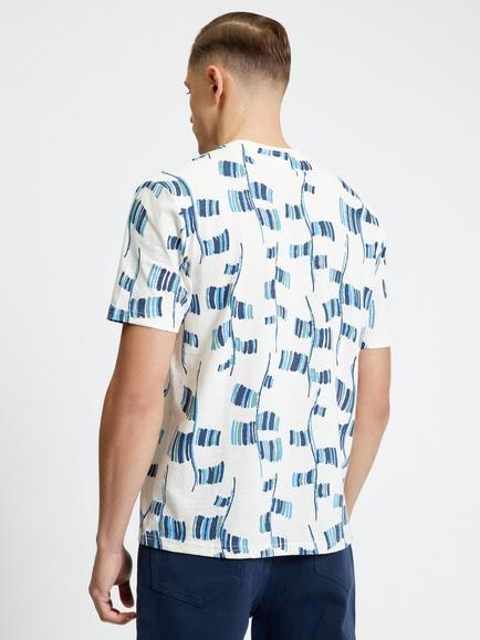 Ben Sherman Abstract Flag Crew Neck Cotton T-Shirt, Snow White - view 2, Snow White