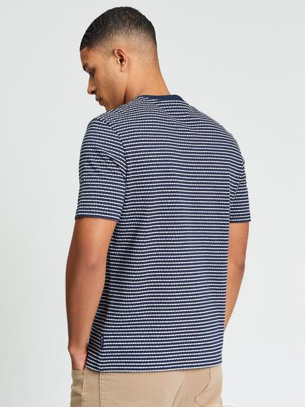 Ben Sherman Cotton Stripe Crew Neck T-Shirt, Dark Navy - view 2, Dark Navy