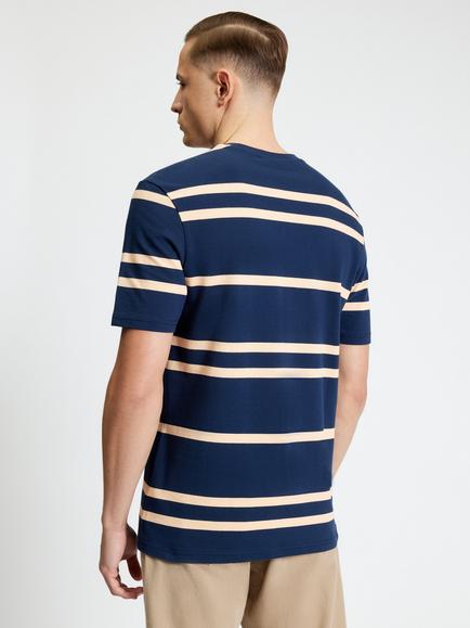 Ben Sherman Cotton Pique Stripe T-Shirt, Dark Navy - view 2, Dark Navy