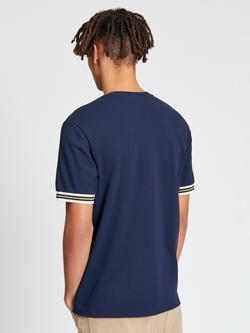 Ben Sherman Cotton Pique Tipped T-Shirt, Dark Navy - view 2, Dark Navy