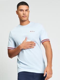 Ben Sherman Cotton Pique Tipped T-Shirt, Powder Blue, Powder Blue