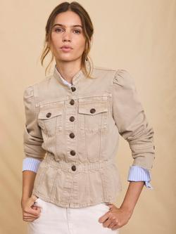 Mint Velvet Peplum Hem Military Jacket, Natural, Natural