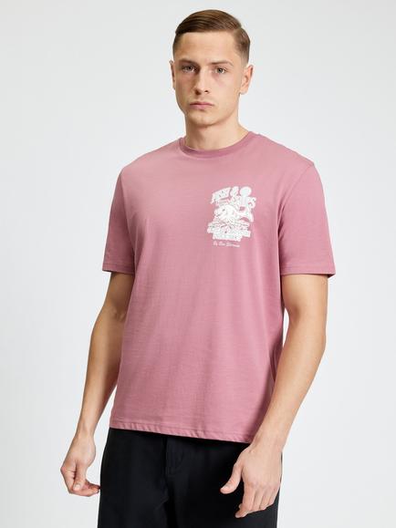 Ben Sherman Fish and Chips Crew Neck Cotton T-Shirt, Raspberry, Raspberry