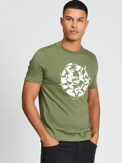 Ben Sherman Cotton Seagull Target T-Shirt, Olive/White, Olive/White