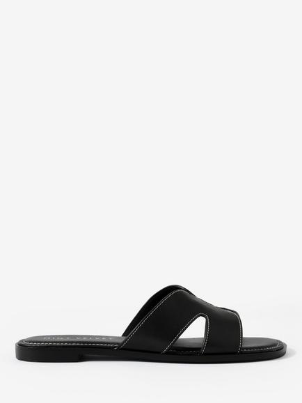 Mint Velvet Darcy Leather Slider Sandals, Black