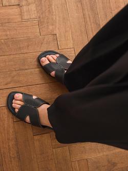 Mint Velvet Darcy Leather Slider Sandals - view 2, Black
