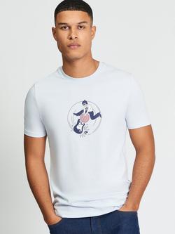 Ben Sherman Regular Fit Guitar Smash Graphic Print Cotton T-Shirt, Light Blue, Light Blue