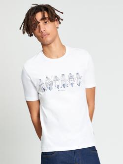 Ben Sherman Regular Fit The Start Graphic Print Cotton T-Shirt, White, White
