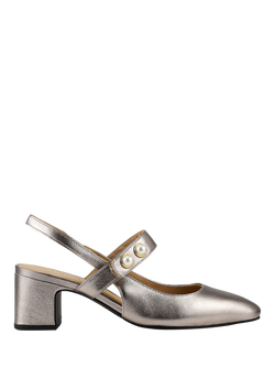 Jones Bootmaker Xeneva Leather Slingback Mary Jane Sandals, Silver, Silver